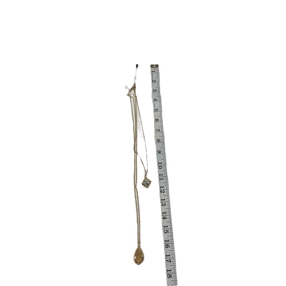 Anne Klein 2 Pendant Necklace Diamond Shape Rhinestone Tear Drop Citrine 17” NWT - Picture 8 of 10